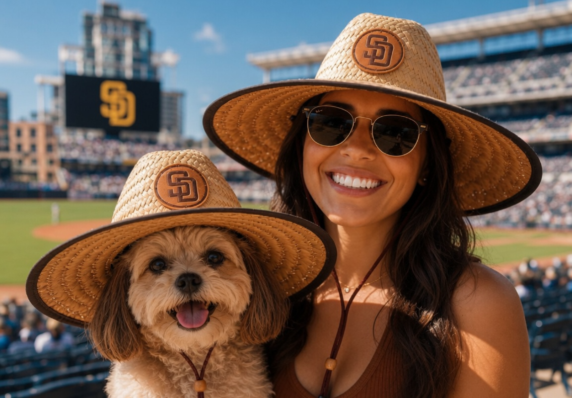 San Diego Padres branded straw hat at stadium